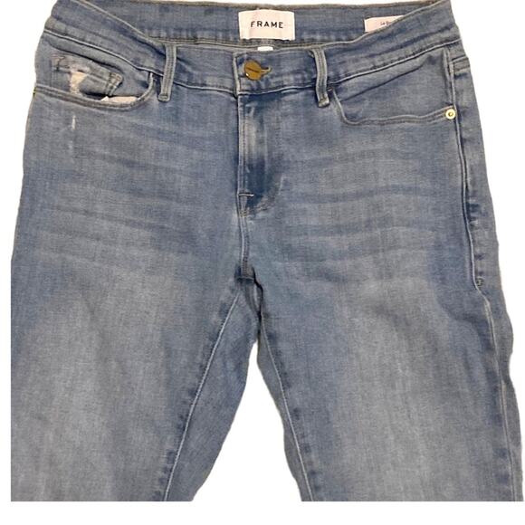 Frame - Le Garcon Mid-Rise Boyfriend Jean in Light Blue Overturn-size 25 - Picture 10 of 14